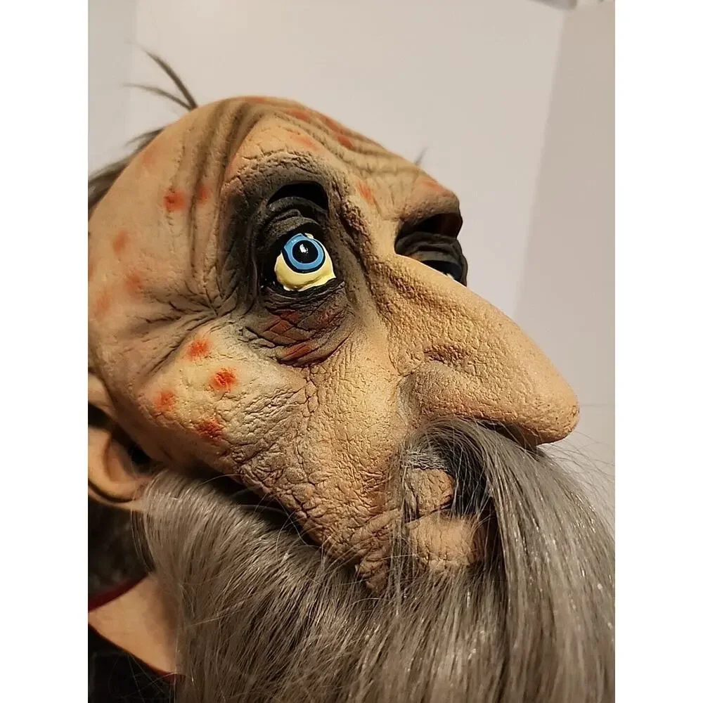 TROLL MASK 1996 Vintage LONG HAIR & BEARD LOTR Old Man PAPER MAGIC GROUP Prop